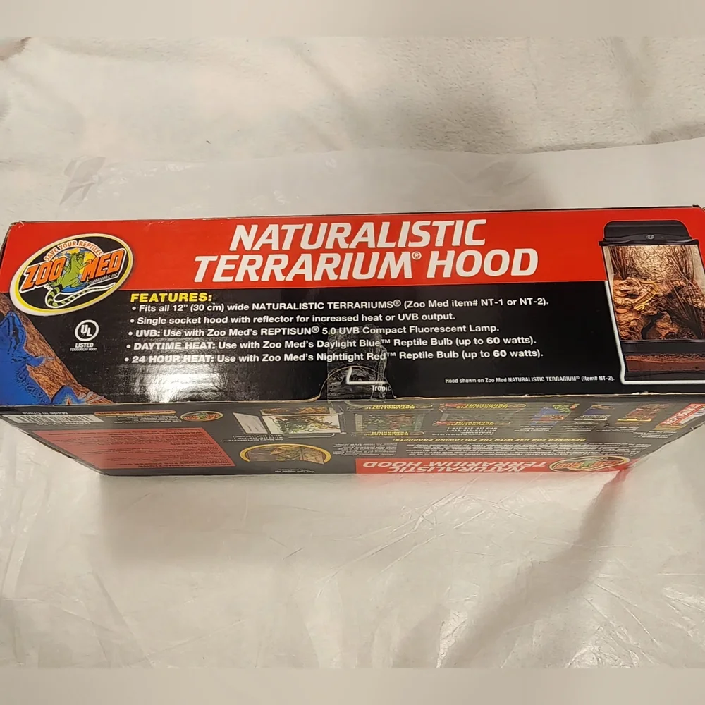 Zoo Med Naturalistic Terrarium Hood 12inch For 5.0 UVB,Heat and Daylight Lamps